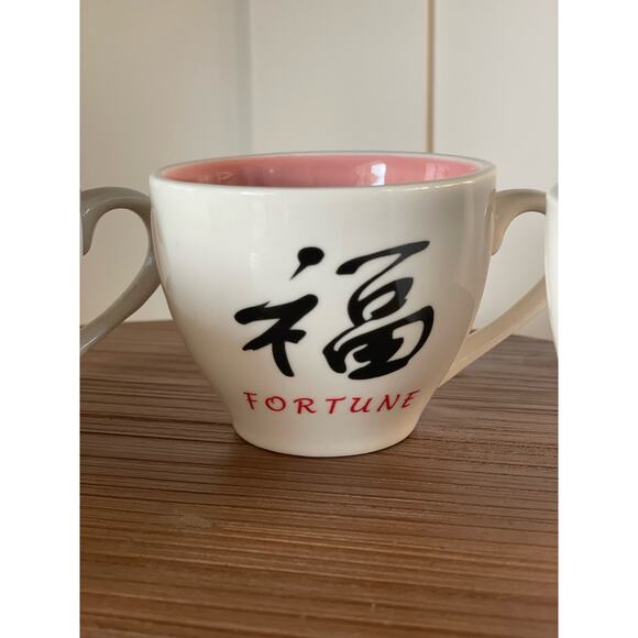Ceramic Cups, pink inside, Chinese characters - Picture 5 of 8